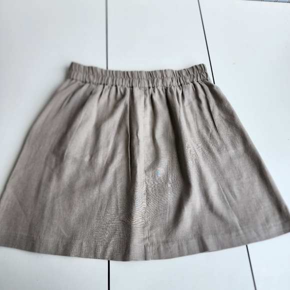 Ann Taylor Loft Linen Tan Gray Elastic Side-Pocket Comfy Straight Short Skirt S - Picture 8 of 9